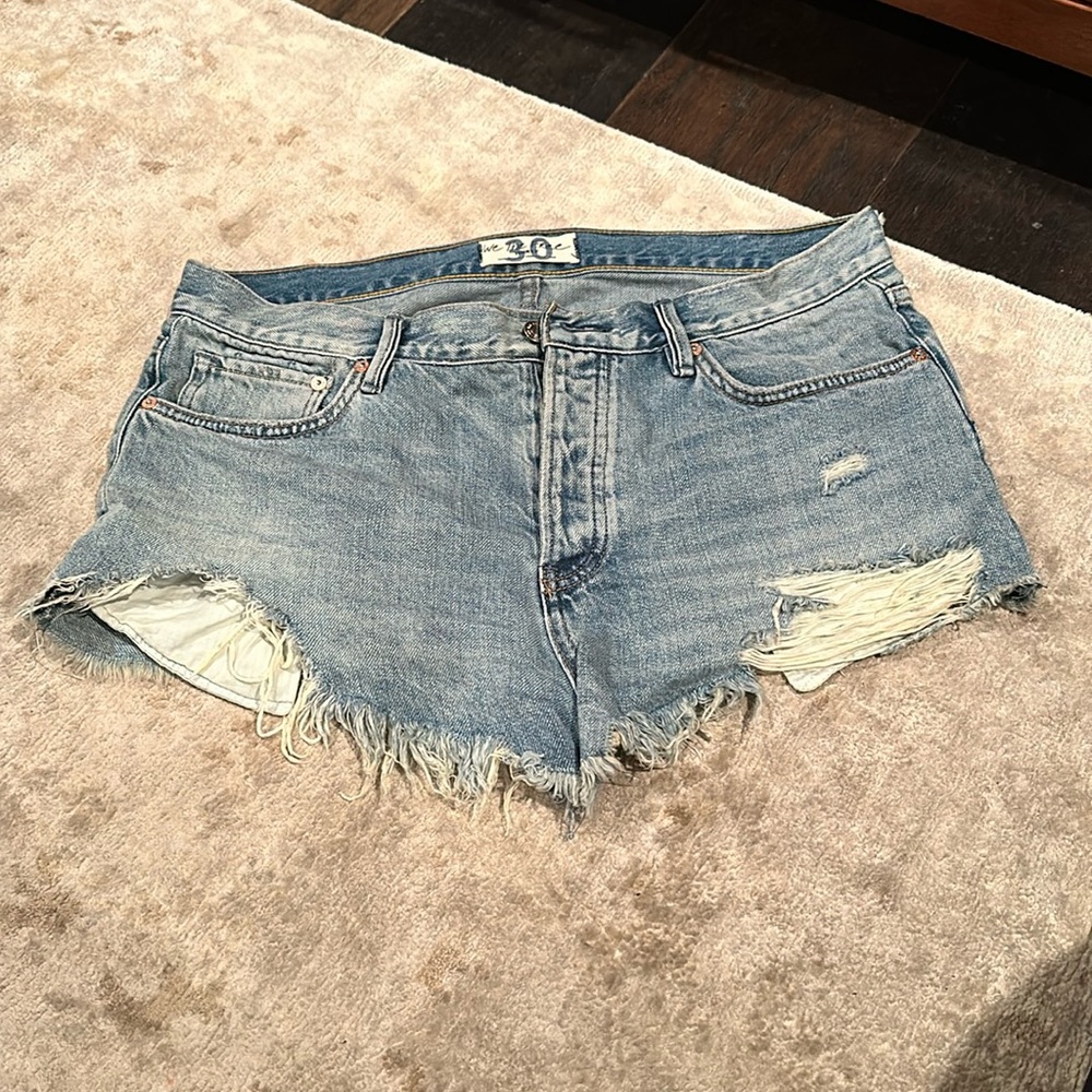 Free People button up jean shorts